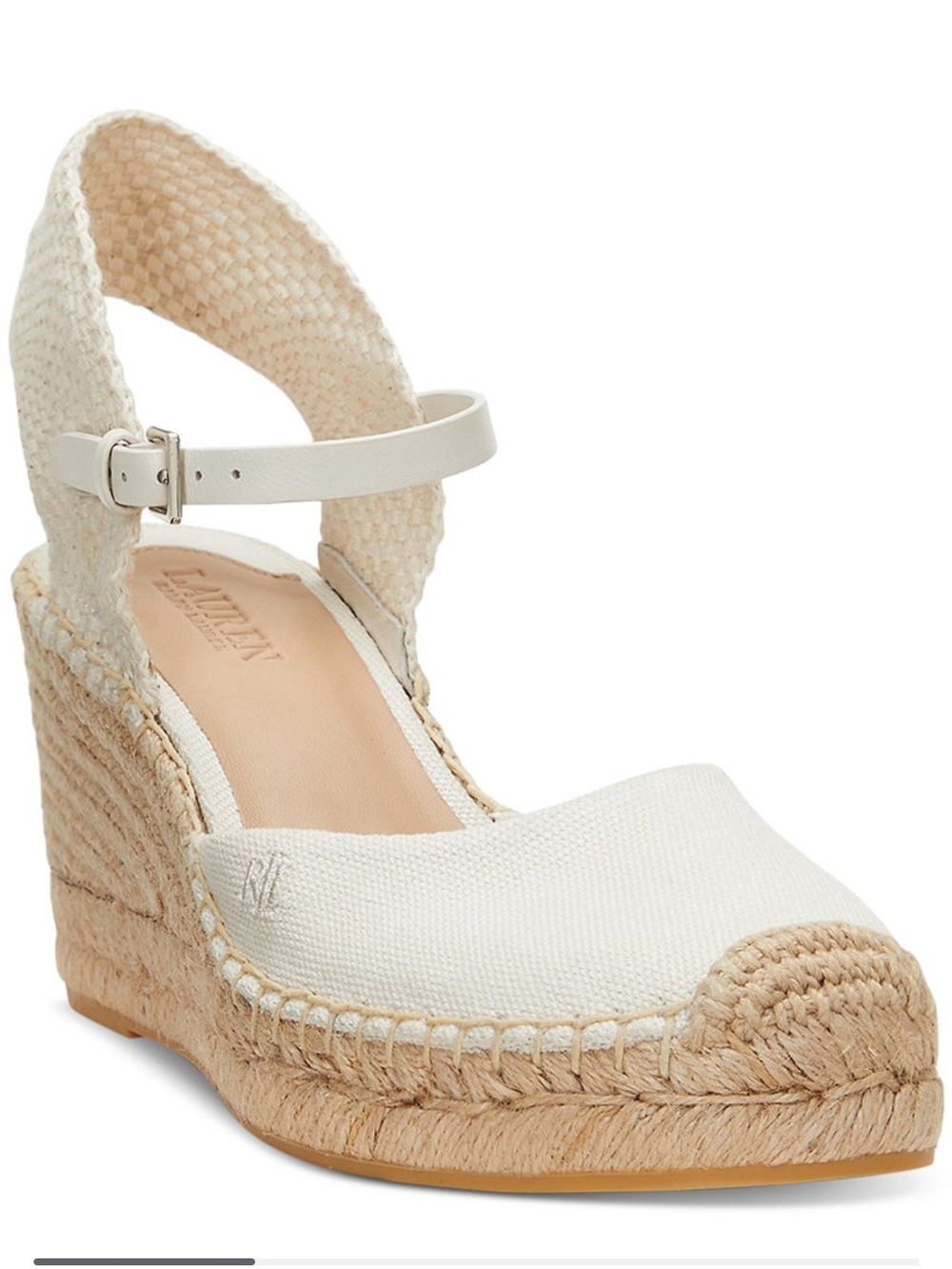 Ralph Lauren Robby Canvas & Jute Espadrille Wedge with Ankle Strap Size 8 NIB